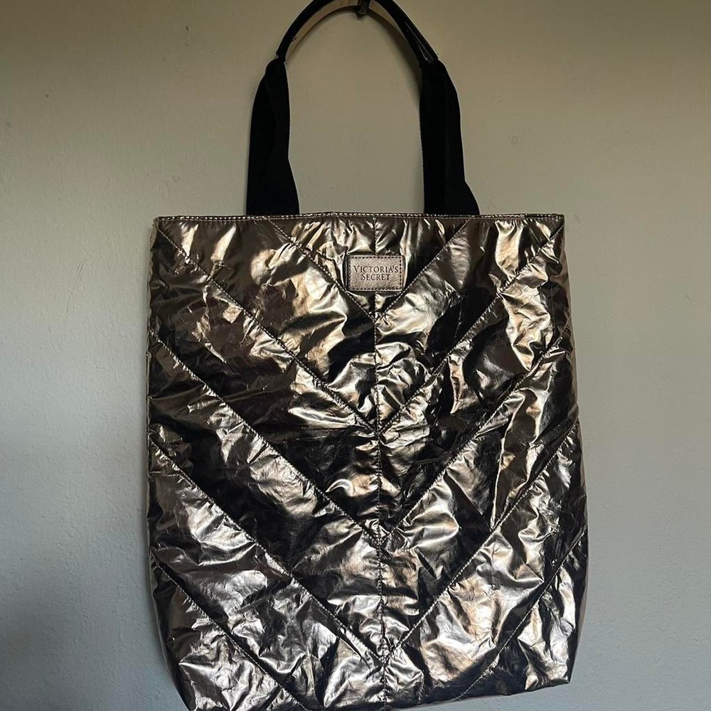 Victoria Secret Pink Metallic Quilted Tote Bag